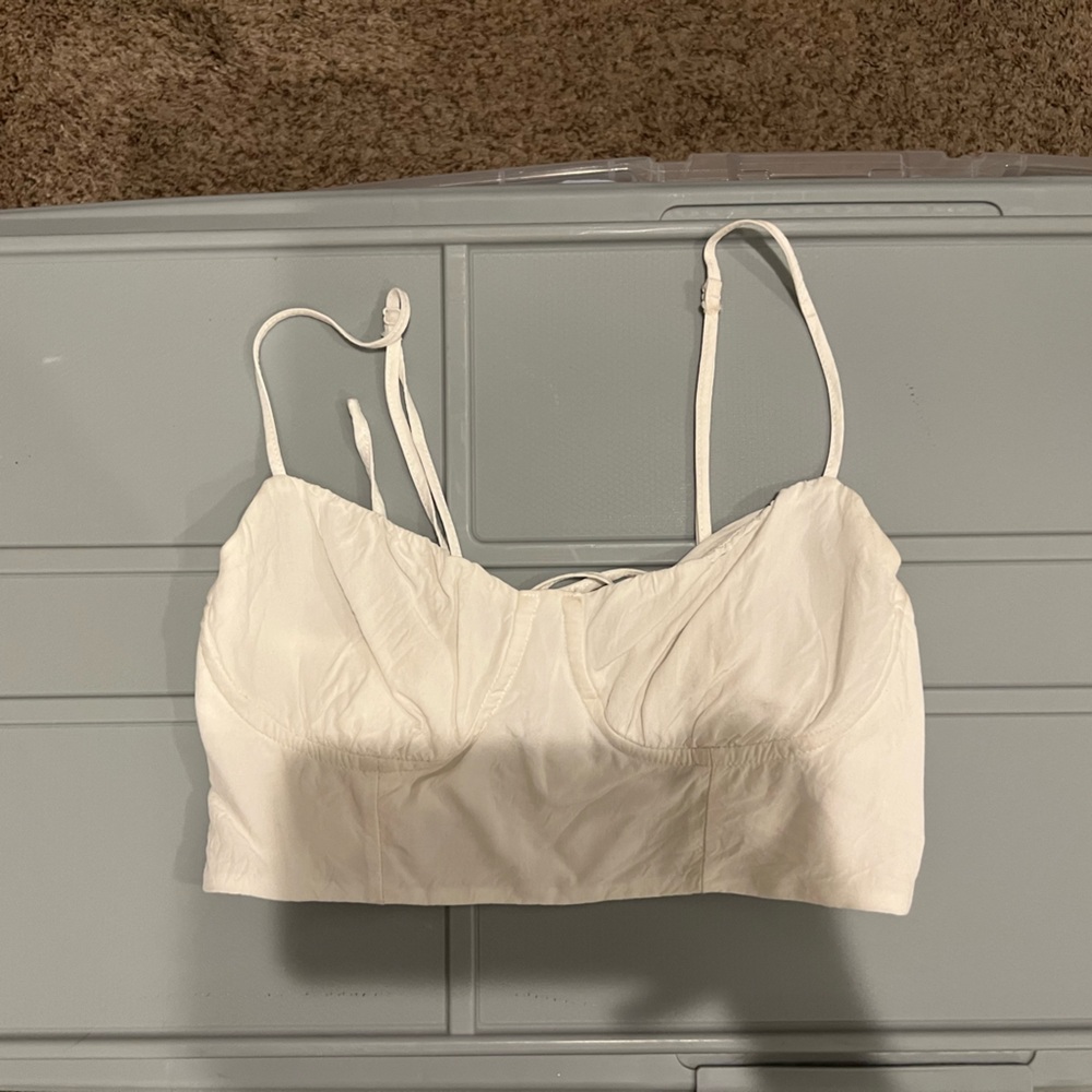 White Spaghetti Strap Crop Top